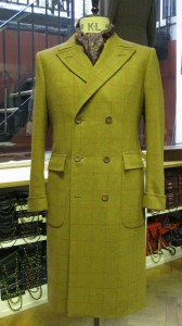 Tweed Polo coat. Double breasted with patch pockets.